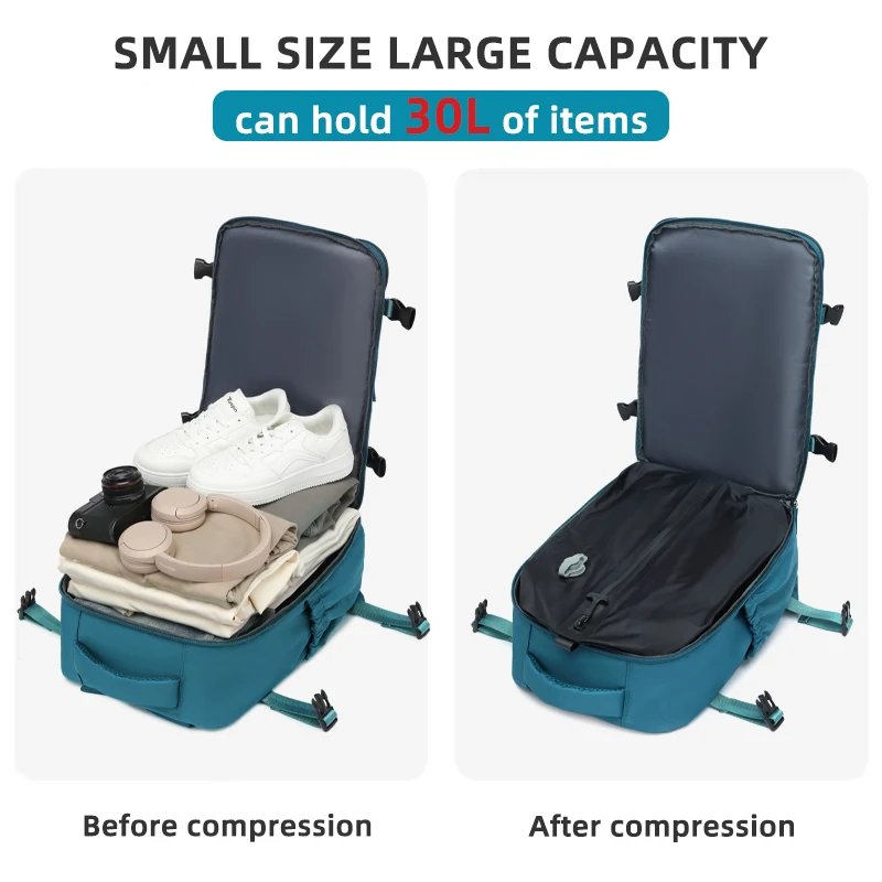 حقيبة ظهر جديدة مضغوطة بالفراغ مع مجموعة مضخة هواء ومعتمدة من Ryanair بدون رسوم أمتعة إضافية مدمجة ذات سعة كبيرة #5