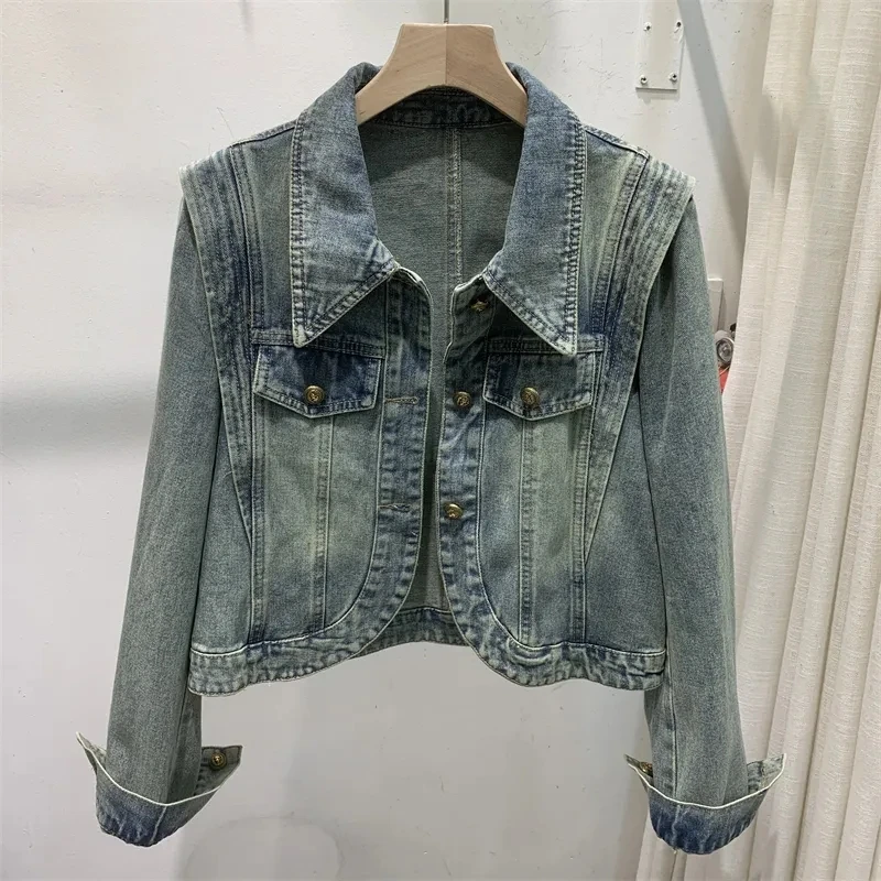 

Spring New Female Short Cowboy Coat 2024 Women Xiaoxiangfeng Shoulder Denim Jacket Ladies Hong Kong Winds Leisure Cowboy Outwear