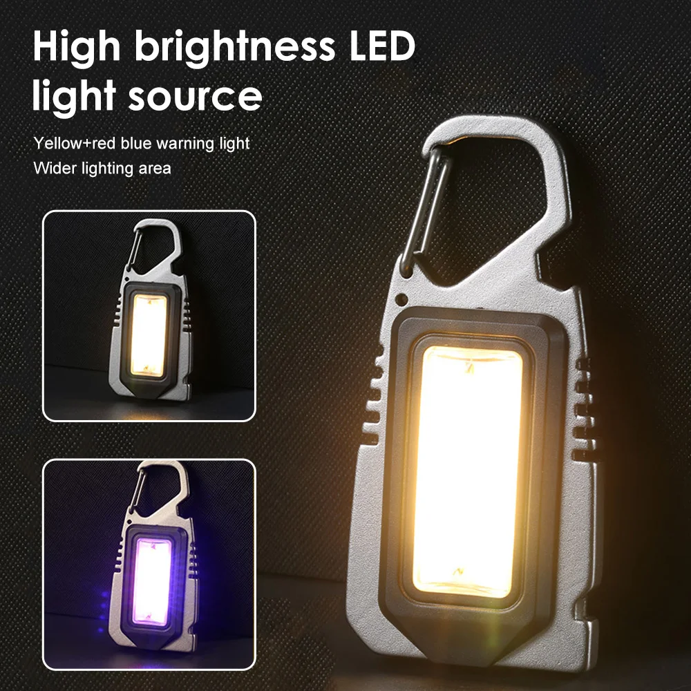 Mini LED Flashlight Keychain Light with Magnet Corkscrew Torch USB Work Lamp Camping Lantern Powerful Waterproof Floodlight