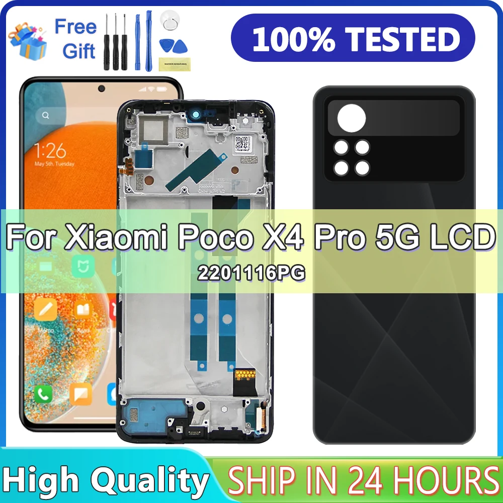 

6,67 дюйма протестировано для Xiaomi Poco X4 Pro 5G 2201116 PG ЖК-дисплей с сенсорным экраном и рамкой для замены Poco X4 Pro 5G