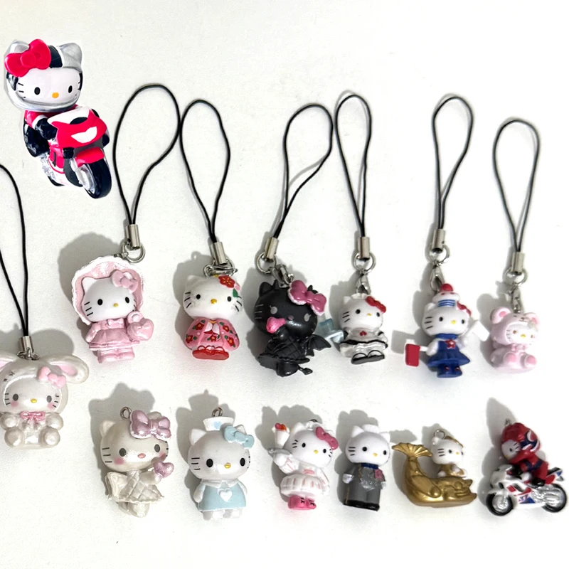Vintage Demon Black Angel Hello Kitty Keychain Motorcycle Hello Kitty Keychain Groom Kimono Hello Kitty Charm Pendant Accessorie