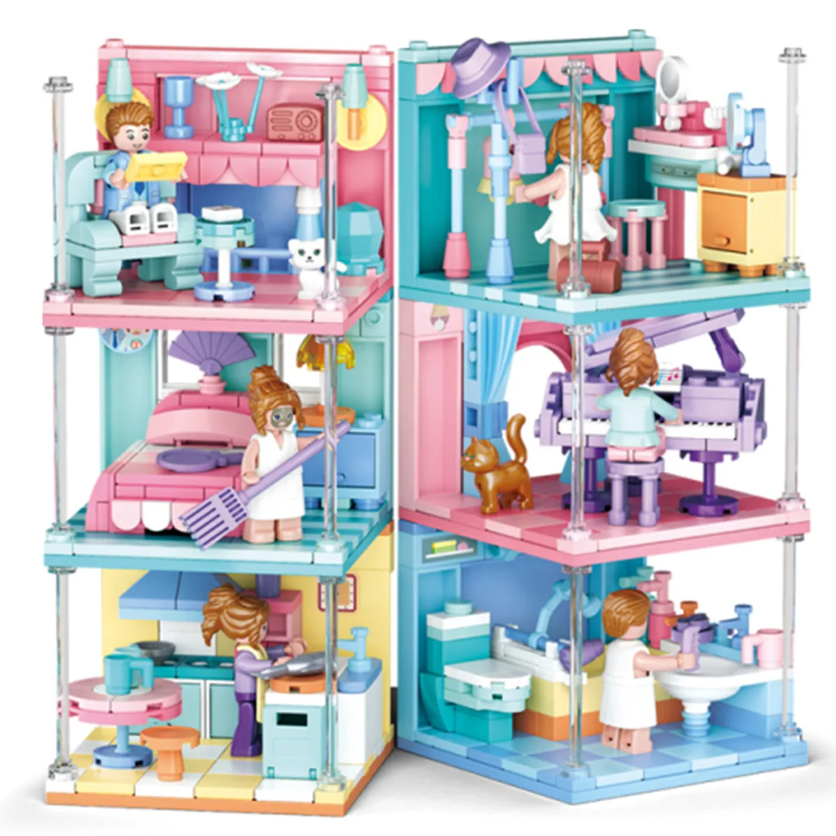 Sluban Building Block Toys Mini Handcrafts 6 IN 1 B0757 Girls Play House Compatbile With Leading Brands 6 PCS Per Set