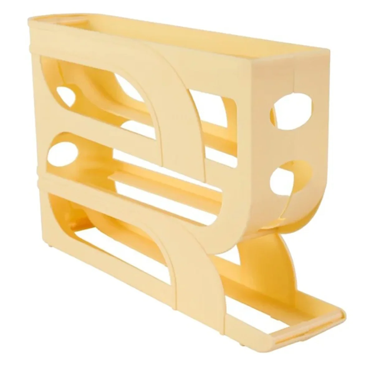 Automatic Scrolling Egg Rack Egg Basket Container Roll Down Refrigerator Egg Dispenser Kitchen Home Yellow