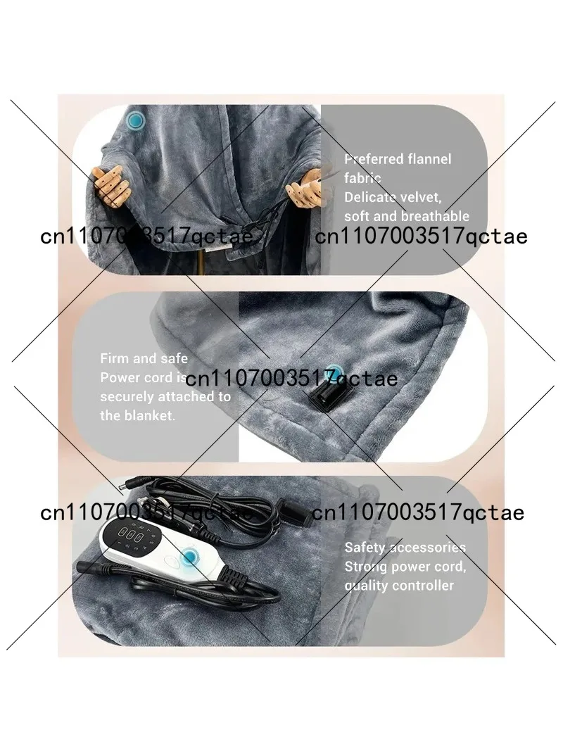 12V 48W Car Heating Blanket Soft Flannel Fast Warm Breathable Electric Blanket for Camping 100x75cm