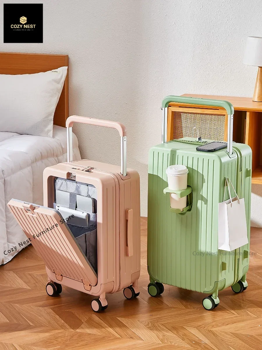 Bagagem 20 polegada senha caso de embarque 2024 novo esquema de cores dopamina internet celebridade mala frente aberta tampa trole caso