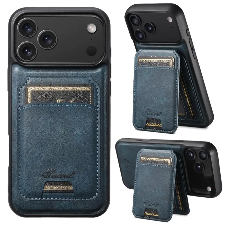 

Магнитный чехол-кошелек для беспроводной зарядки MagSafe для iPhone 17, 12, 13, 14, 15, 16 Pro Max Plus с отделениями для карт