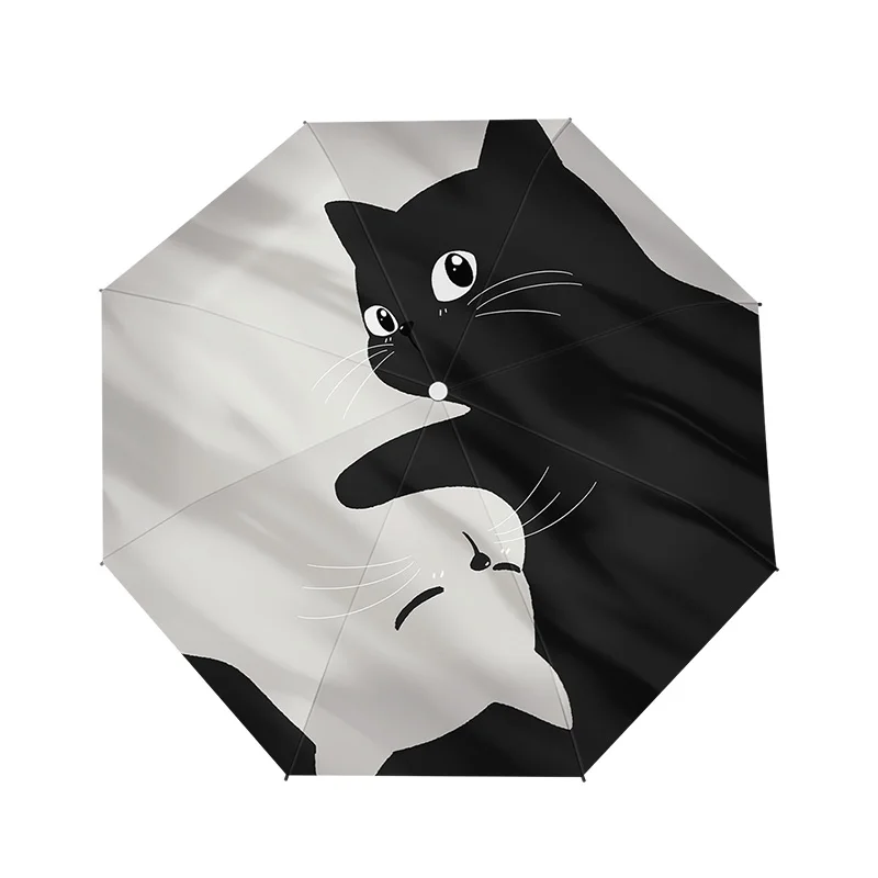 Gatos bonitos guarda-chuva automático portátil dobrável guarda-sol guarda-sol guarda-chuva de negócios para meninos e meninas