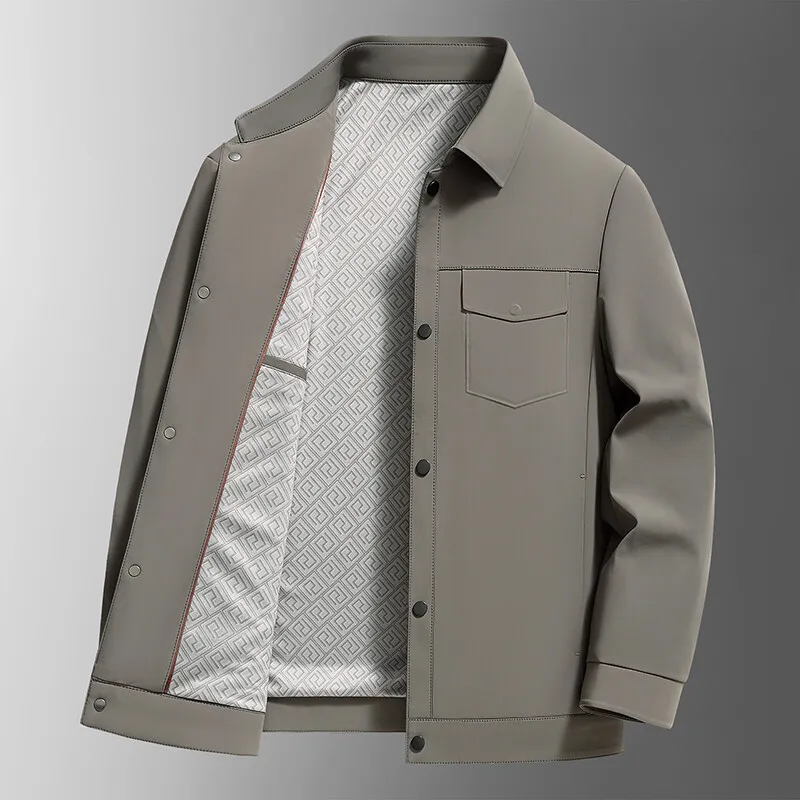 

2025 Spring and Autumn New Men's Flip Collar Non Ironing Casual Jacket with High Quality Fashion Design Business Jacket