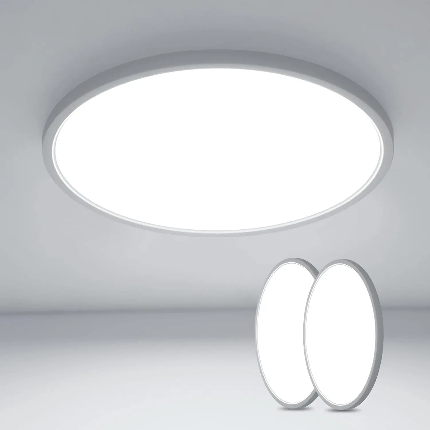 Plafoniera a LED 2 pezzi, plafoniera moderna ultrasottile 36W IP44, plafoniere rotonde 3240LM 6500K bianco freddo per bagno