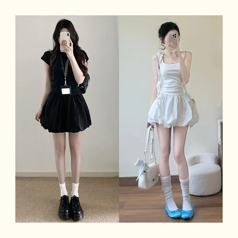 

Summer New Fluffy Flower Bud Half Skirt for Women with A High Waist and Slimming A-line Ballet Pants Skirt