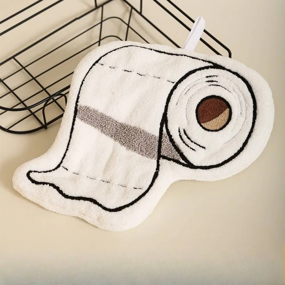 Cute Super Absorbent Roll Paper Hand Towel Soft Funny Coral Fleece Towel Thickened Hanging Cleaning Cloth Living Room Use