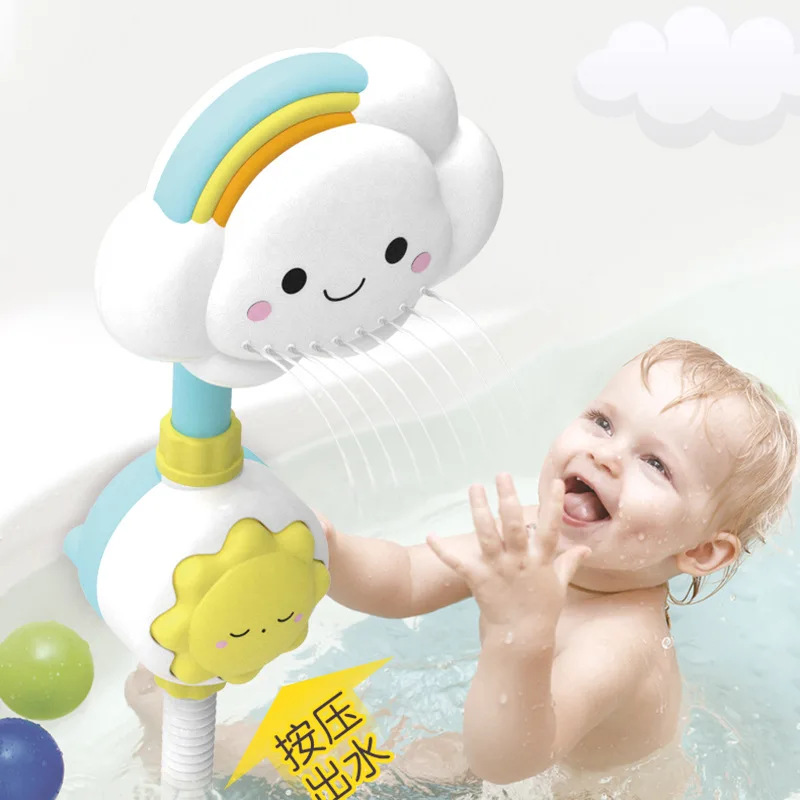 Baby Bath Toys Cloud Bathtub Showers Bathing Spouts Suckers Folding Faucet Children Bath Toys Cute Spray Shower Kids Gift