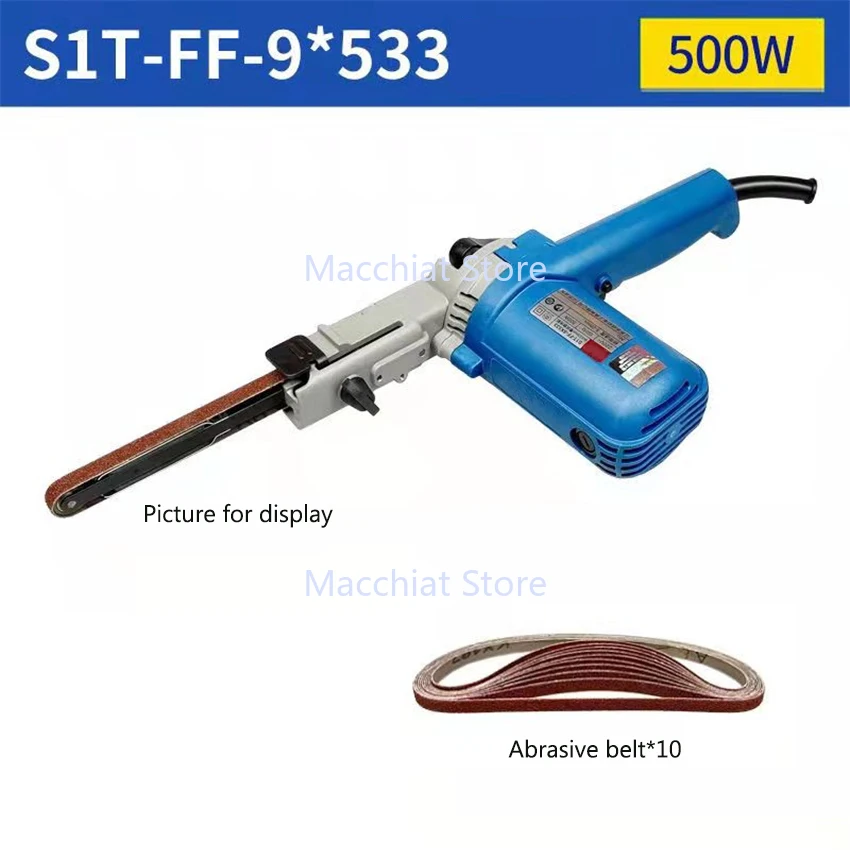 

S1T-FF-9*533 Mini DIY Sander Belt Sander Sandpaper Angle Grinder Sander Portable Belt Polishing Power Tools 220V 300-1680m/min