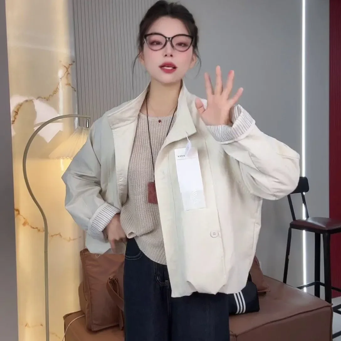 Vintage dupla face usar jaquetas feminino outono harajuku streetwear casual blusão bf coreano lapela uniforme de beisebol