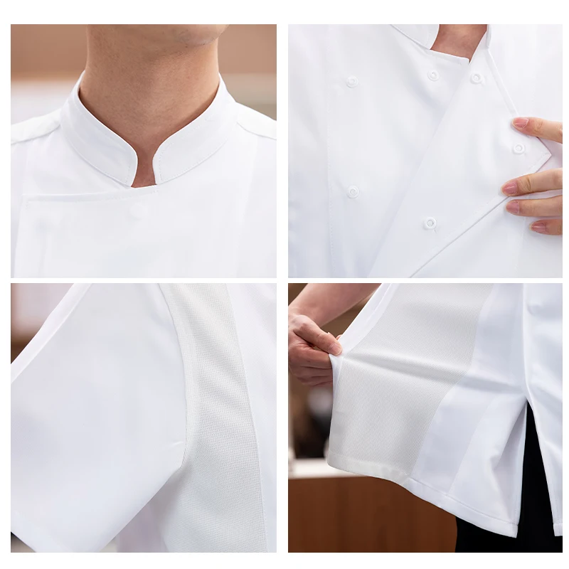 Summer Chef Costume Restaurant Uniform Kitchen Cook Jacket Catering Cooking Shirt Barber Bakery Cafe Waiter/Waitress Overalls