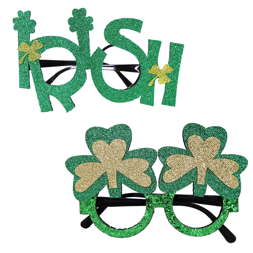 Irish Festival Glasses for Women and Men Kids Saint Patrick'S Day Party Decoration Green Hat Clover Accessories Children