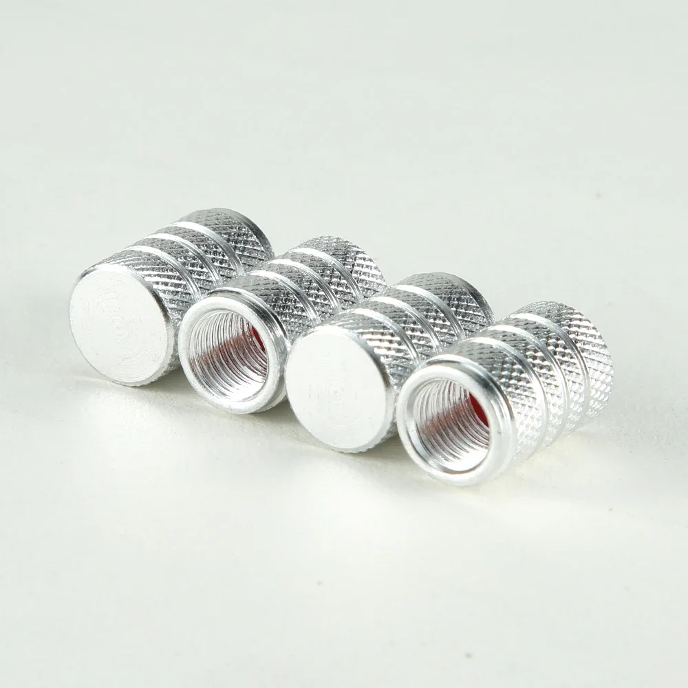 4er-Set gerändelte Reifenventilkappen aus Aluminium, silberfarben, für Auto- und Fahrradreifen, Luftventilkappen, Reifendruckkappen-Zubehör – Detail 11