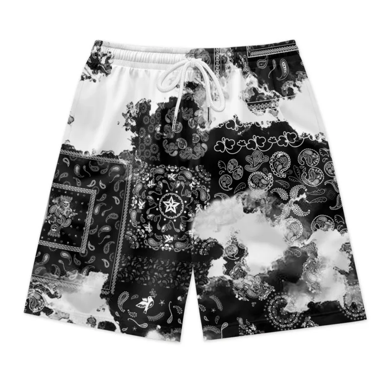 Ethnic Paisley Print Drawstring Waist Shorts Quick Dry Breathable Polyester Sport Shorts Streetwear Clothing Bottoms