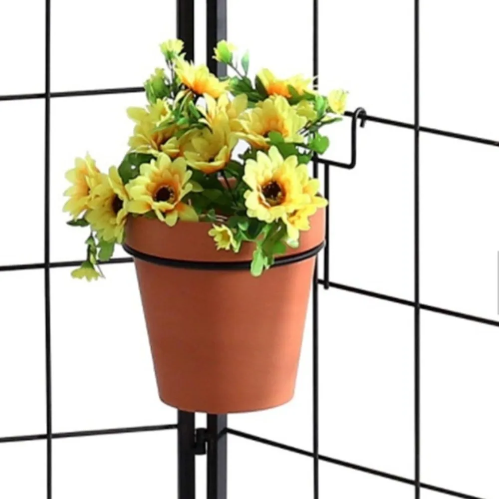 Iron Art Material Railing Flower Pot Hanger Space-saving Easy Installation Hanging Basket Holder Sturdy Structure