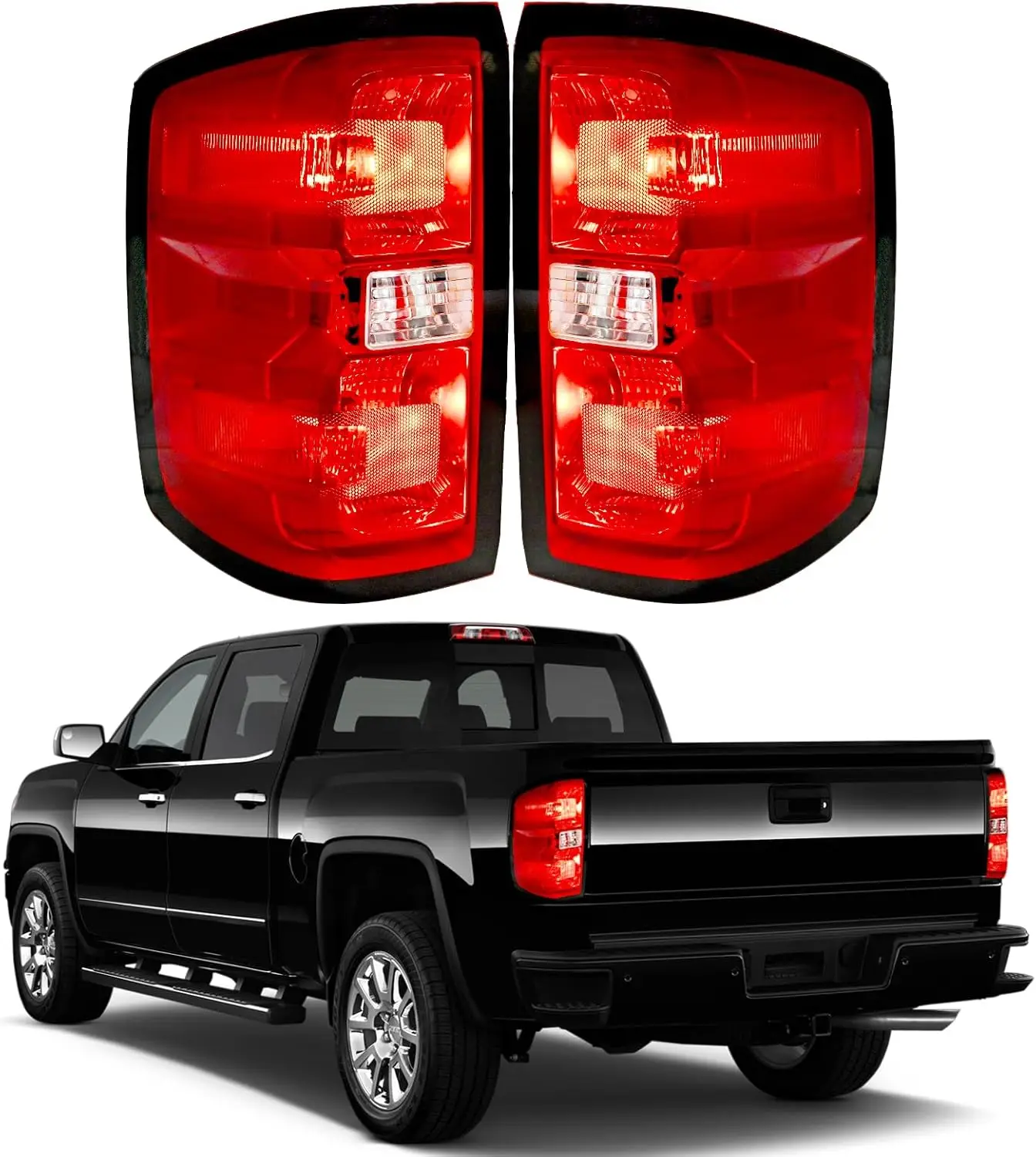 

Tail Lights Assembly for 2014-2019 Chevy Silverado 1500 2500HD 3500HD, Left & Right with Bulbs and Harness