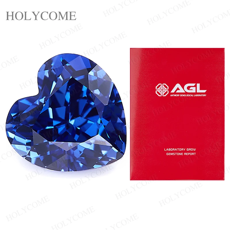 

Heart Shape Lab Grown Sapphire Blue Colorful Stone Wholesale Loose Gemstone with AGL Certificate Pendants Rings Making Gift DIY