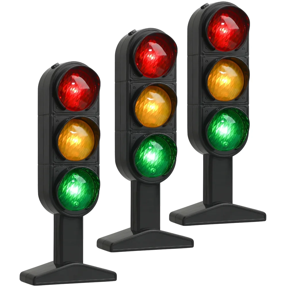 

3Pcs Traffic Light Toy Plastic Traffic Signal Light Child Educational Toy Traffic Light Model for Kids