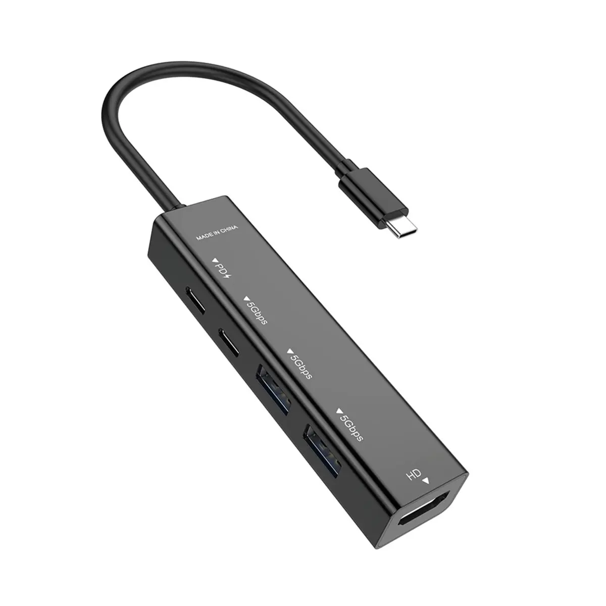 A48U 5 in 1 USB C HUB Docking Station Type C to USB3.0 5Gbps HUB Support PD 100W Charging 4K60Hz -Compatible Dock