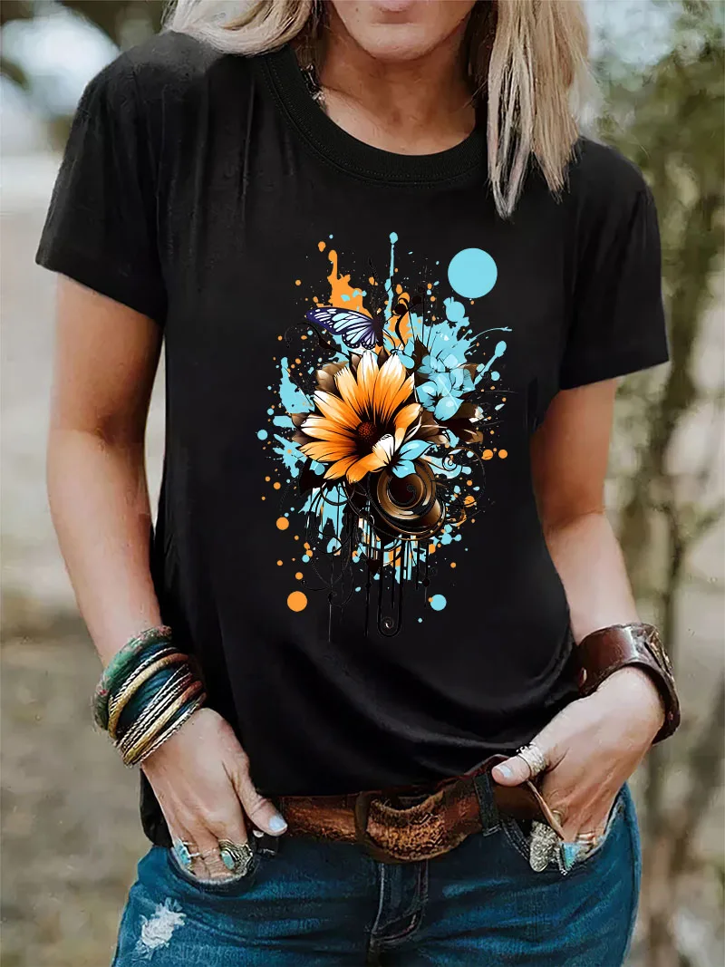 floral magliette colorate a mano