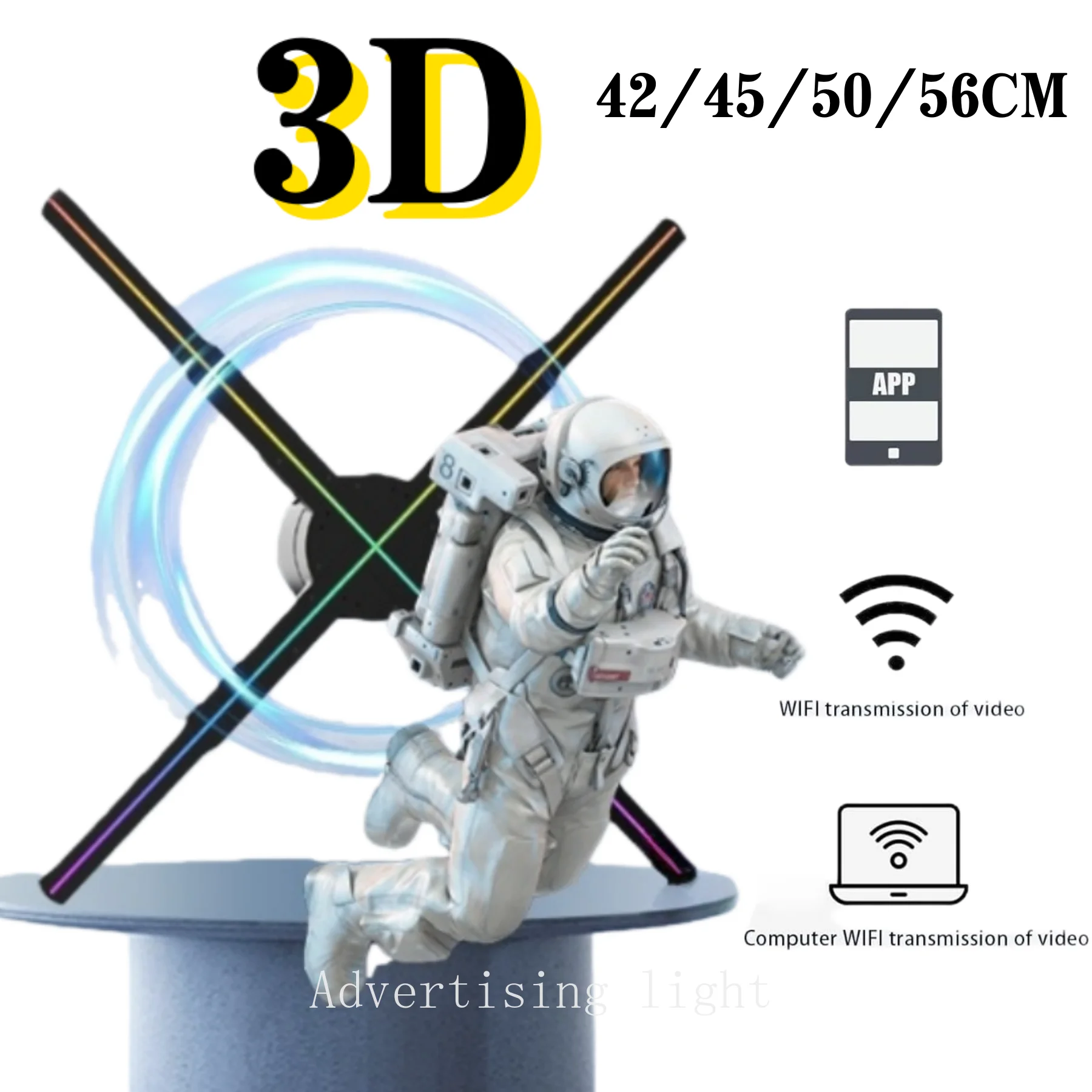

G42-X6 3D вентилятор голографическая проекция Wi-Fi светодиодный логотип голографический световой плеер 3D вентилятор голографический магазин бар рекламные огни