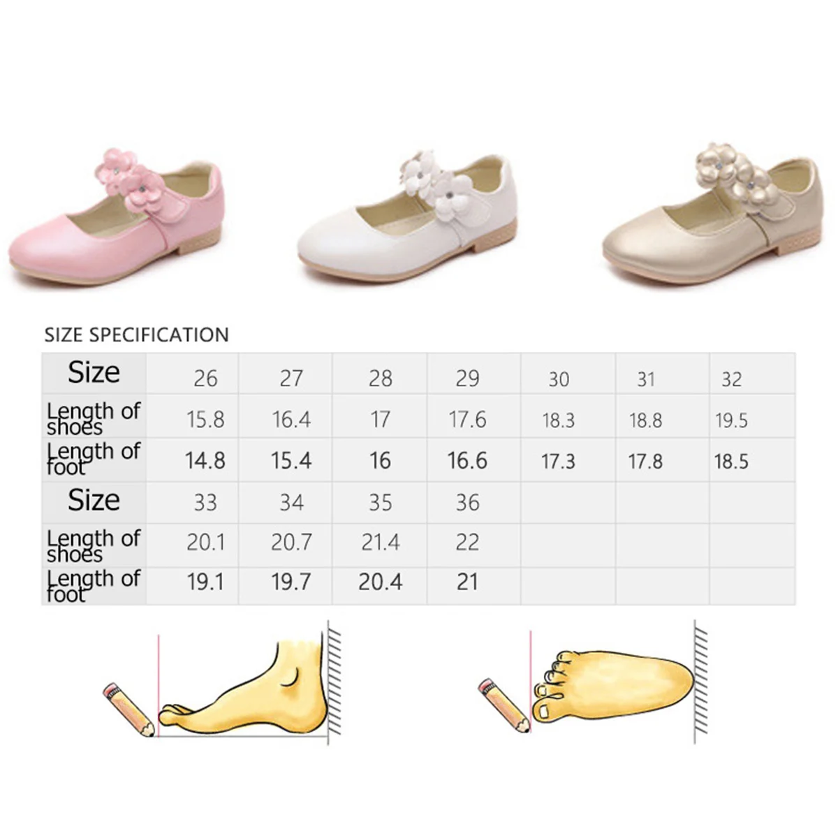 1 Pair Children Sole Shoes Fashion Flower Shoes Kids Adorable Shoes Shoes (White, Size 30, EU295, 2, UK115)