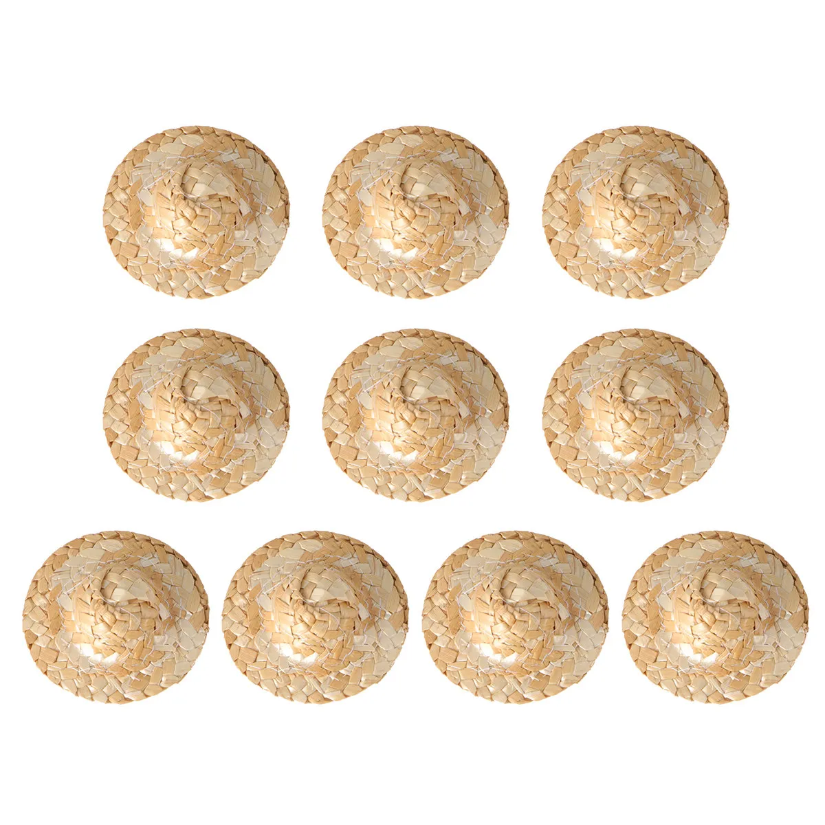 10Pcs 6.5cm Premium Miniature Straw Caps Handcrafted Woven Hats for Craft Projects Home Decoration Classroom Activities