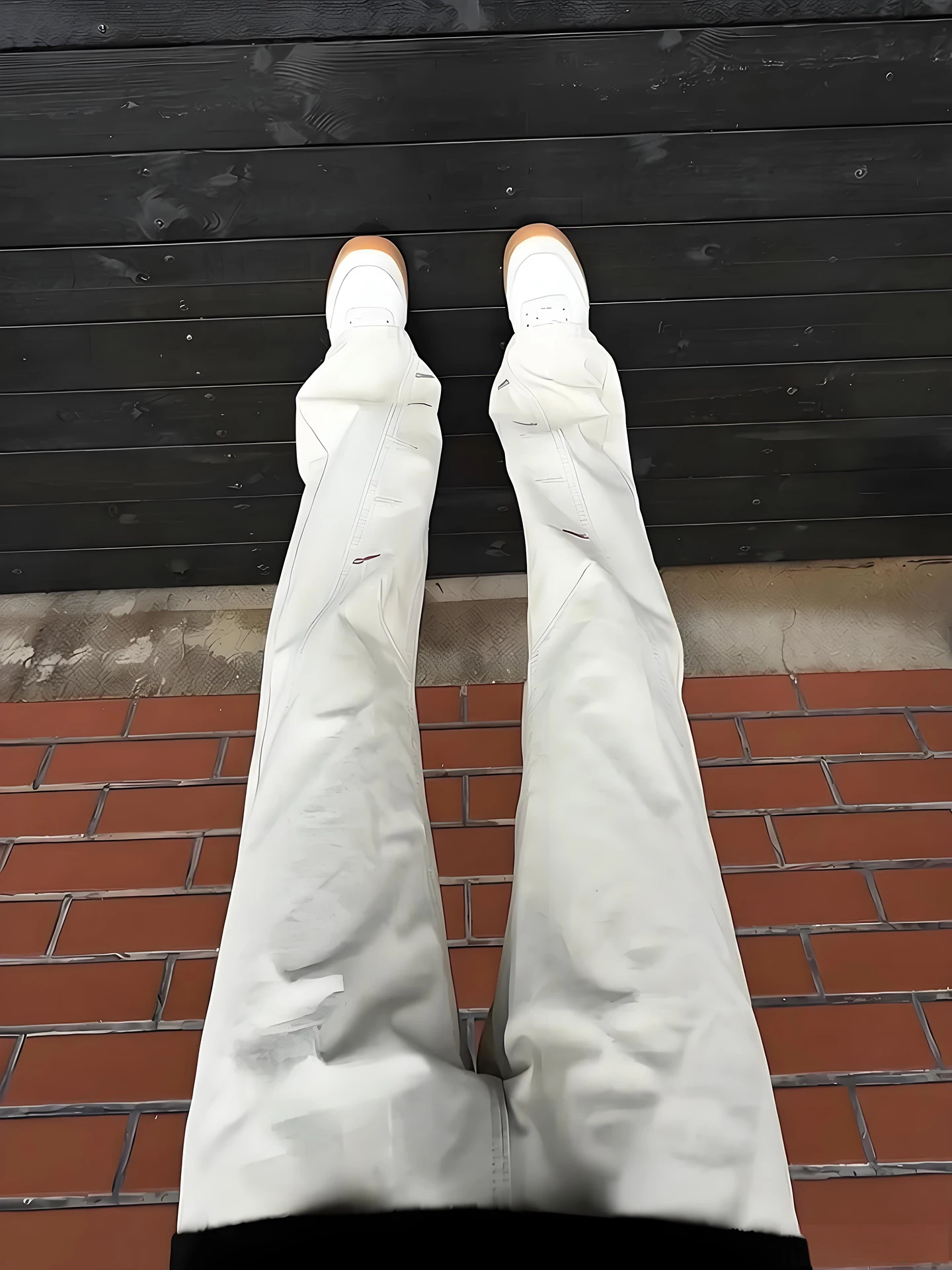 

Pure Cotton Men's Jeans mid Waist Straight Leg Micro Flared Pants Embroidered Knife Lengthening Legs Spring Autumn Jeans