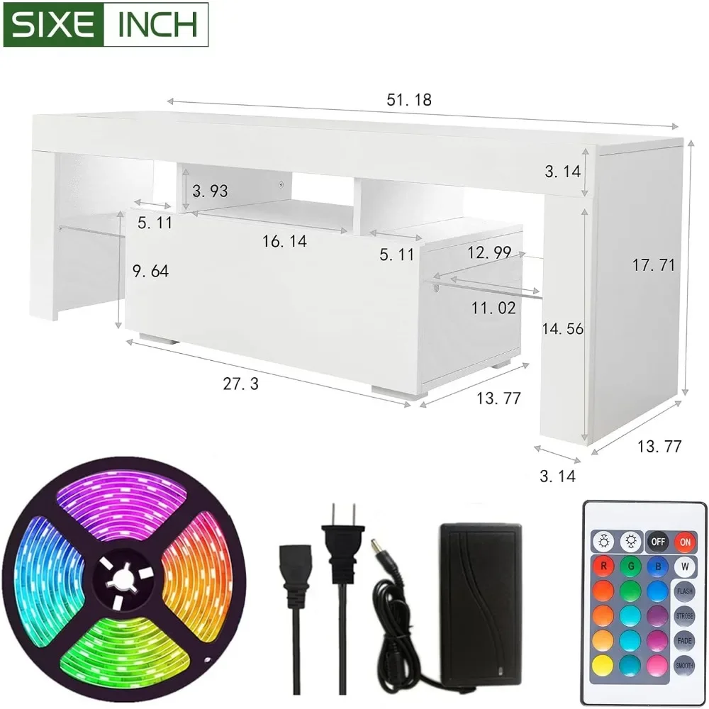 ขาตั้งทีวี LED สำหรับโทรทัศน์สูงถึง55นิ้วศูนย์รวมความบันเทิงที่ทันสมัยพร้อมลิ้นชักเก็บของและชั้นวางกระจกขาตั้งทีวี