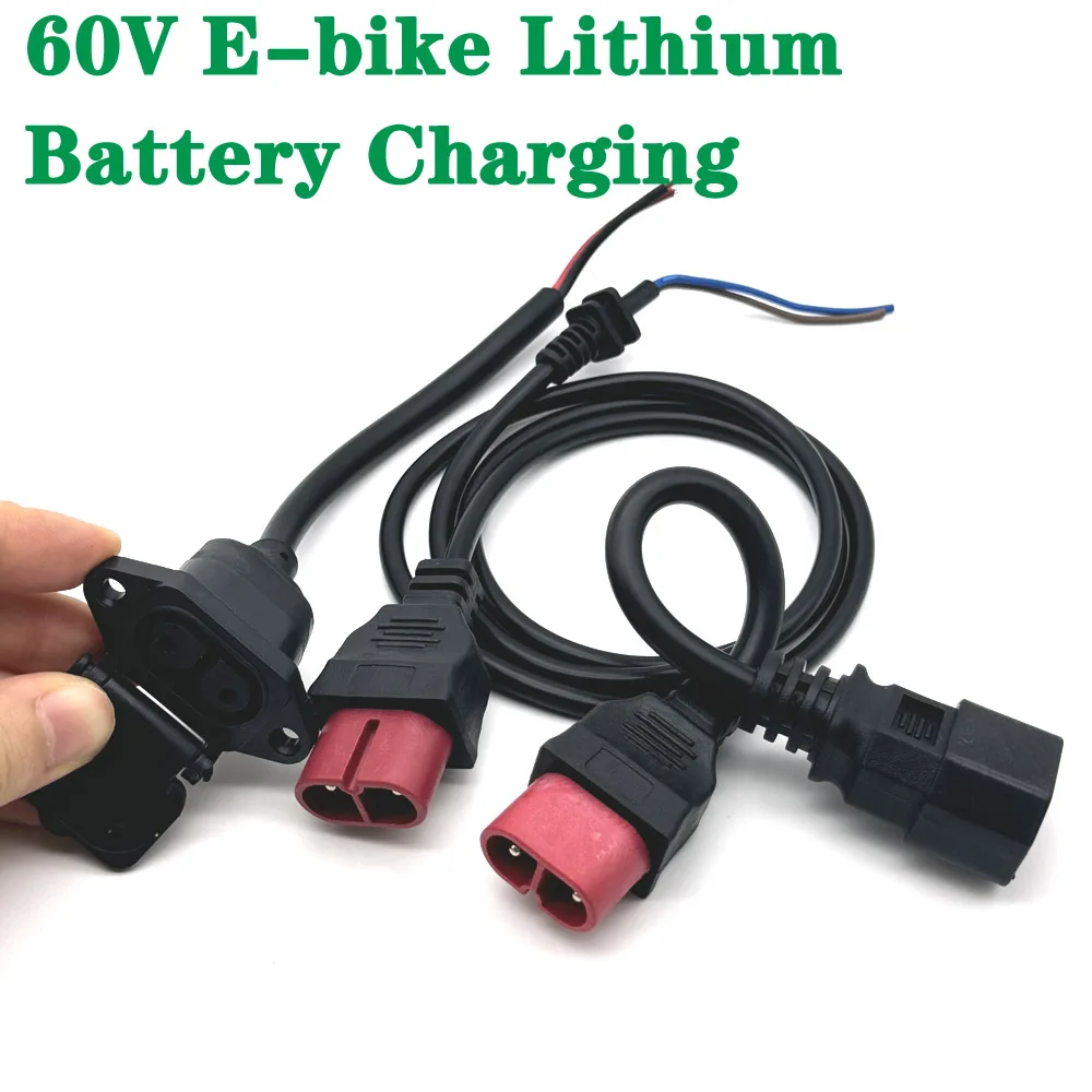 

60V E-bike Lithium Battery Charging Interface Replacement Plug Socket with Wire Electric Vehicle Charger Connector Adapter