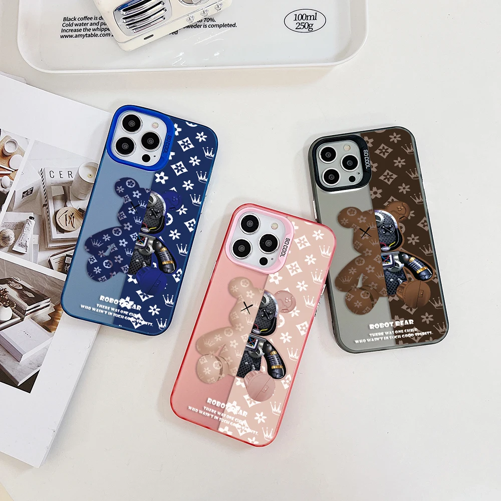 Fashion Cartoon Robot Bear Phone Case for Infinix Hot 8 9 10 12 20 30 30i Play Smart 5 6 7 Plus TECNO Spark 10 6 Go Hard Cover