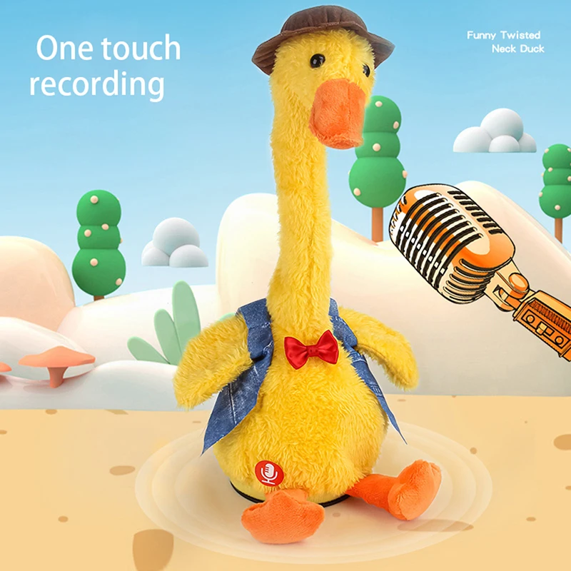 Dancing Duck Electronic Plush Toys Repeat Talking Sing Record Voice usb charge Funny Music Luminescent Gifts Plush Toy