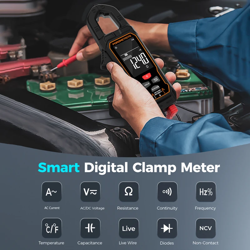 Imagem -02 - Porometisto-digital Clamp Meter Auto Alcance Amperímetro Alicate Contagem 600a True Rms Multímetro dc Tensão Corrente ac Cm01se