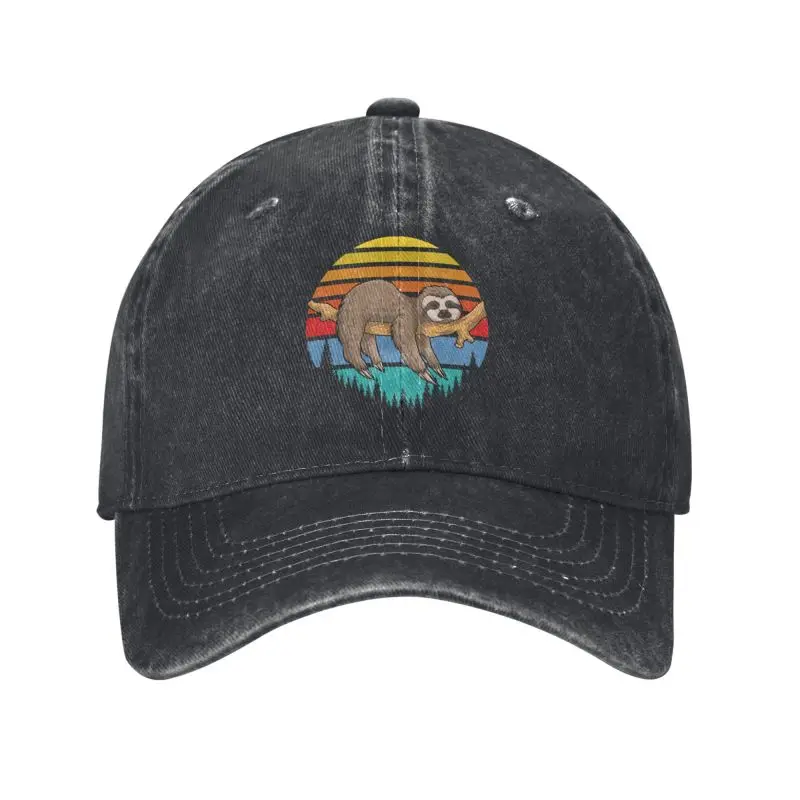 Custom Fashion Unisex Cotton Retro Sunset Lazy Sloth Baseball Cap Adult Adjustable Dad Hat for Men Women Hip Hop