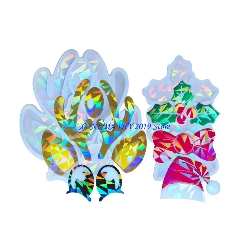 F42F Crystal Elk Christmas Hat Ornament Silicone Mold Suitable for Epoxy Diy Crafts Jewelry Making Home Decor