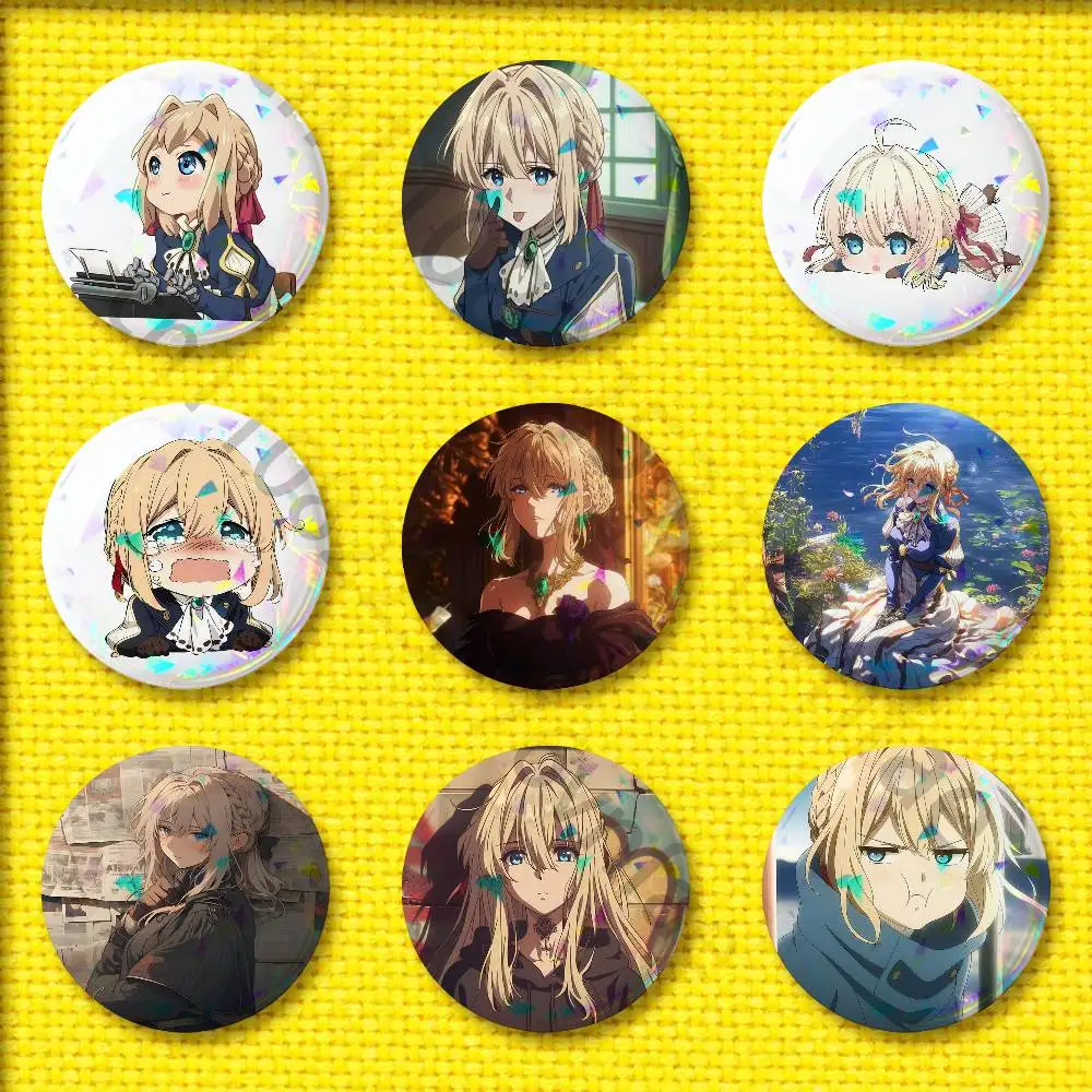 

V-Violet E-Evergarden Badge For 32mm 25mm 44mm 75mm 58mm Round Pin Brooch Insignia Cover Souvenir