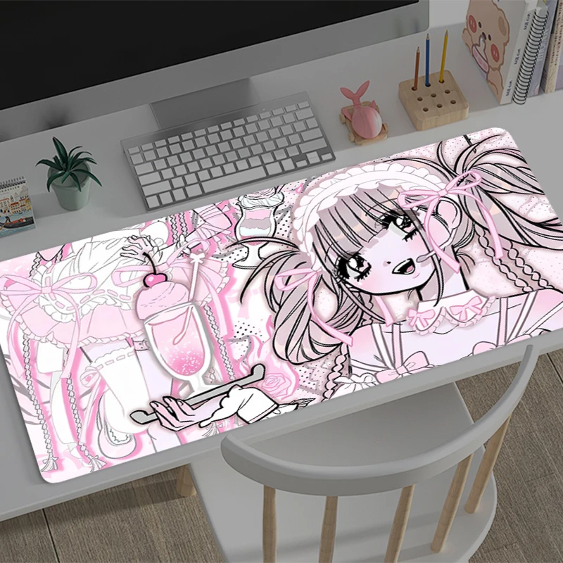 

Pink illustration girl Gaming Mouse Pad Office Carpet Mouse Mats Gamer Desk Accessories Computer Table Pads PC HD Anime Mousepad