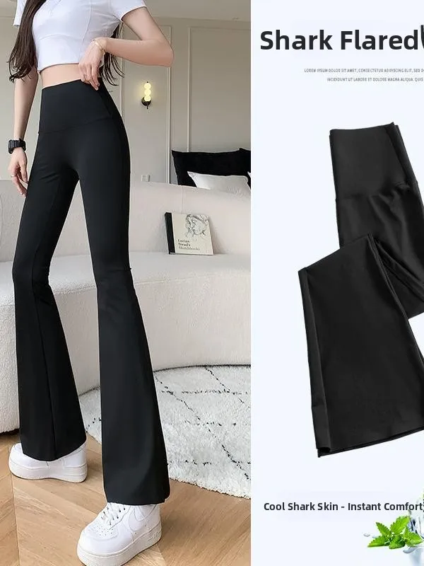 ارتفاع الخصر جرس بوت السراويل النسائية رقيقة اليوغا اللياقة البدنية السراويل ملابس خارجية الربيع الصيف التخسيس تسع نقاط السراويل