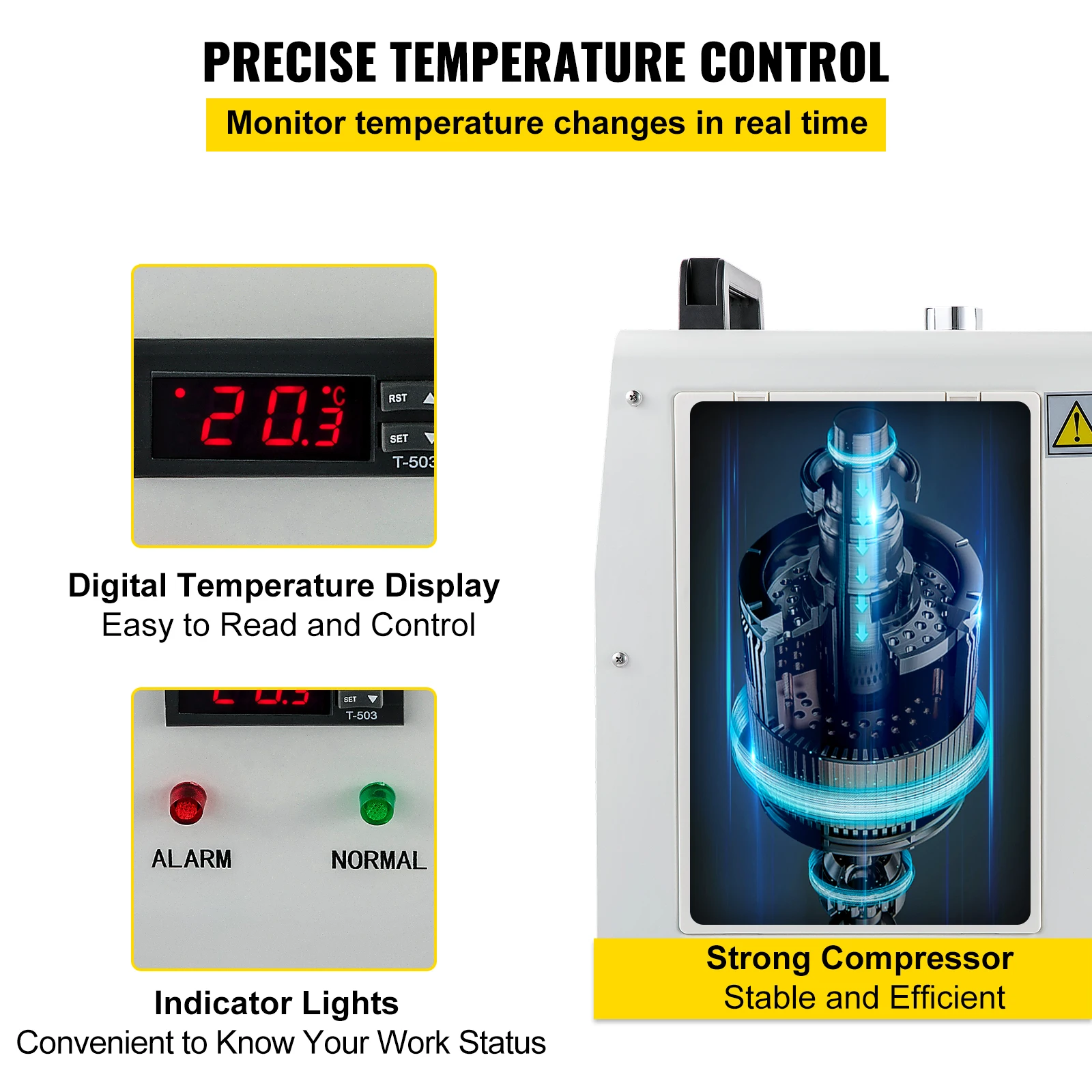 VEVOR Refrigeratore dell'Acqua Industriale, DZ5200LS-QX 1,4 kW 220 V Capacità 6 L Macchina per Raffreddamento d'Acqua per Raffreddare Un Tubo Laser in Vetro CO2 della Macchina per Incisione e Taglio