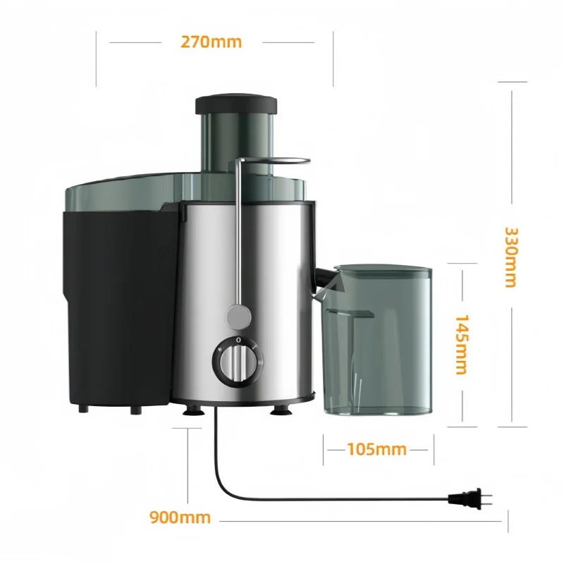 ماكينة صنع العصير الخالية من مادة BPA بقدرة 800 وات، عصارة طرد مركزي من الفولاذ المقاوم للصدأ مع فم واسع، 3 بوصات، شلال تغذية لخضروات الفاكهة #6