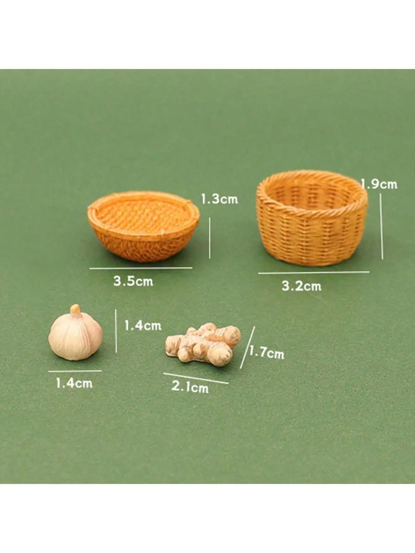 8pcs/Set Miniature Doll House Ginger, Garlic And Basket: 1/6 1/12 Scale Realistic Farming Food Model, Kitchen Or Supermarket Sce image 6