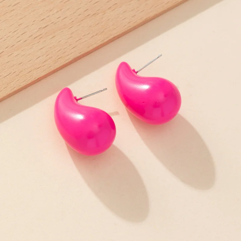 Chunky Dome Earrings Women Fantasy Metallic Color Hollow Thick Water Drop Earring Hoops Trendy Jewelry Lightweight QY032