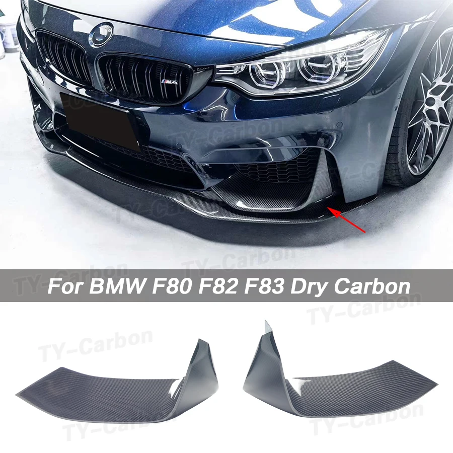 

Dry Carbon Fiber Front Bumper Lip Spoiler Splitters For BMW F80 F82 F83 M3 M4 2014-2019 Car Styling Splitter Flap Vent Cupwings