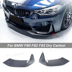 Dry Carbon Fiber Front Bumper Lip Spoiler Splitters For BMW F80 F82 F83 M3 M4 2014-2019 Car Styling Splitter Flap Vent Cupwings