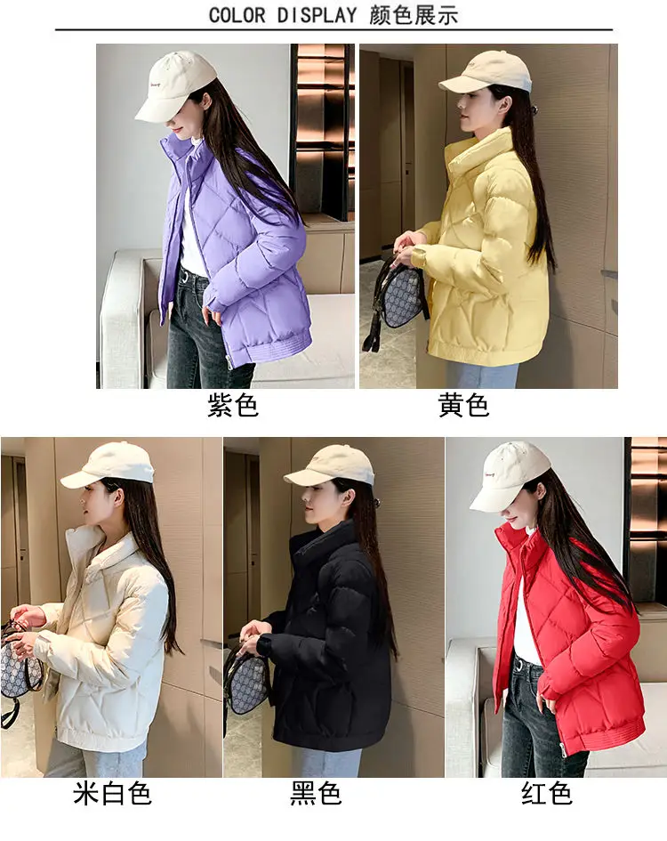 Winter Jacket Women's Stand collar Cotton Warm Coat Korean Loose Ladies Thicken Short Coat Solid Casual Student Jackets Female