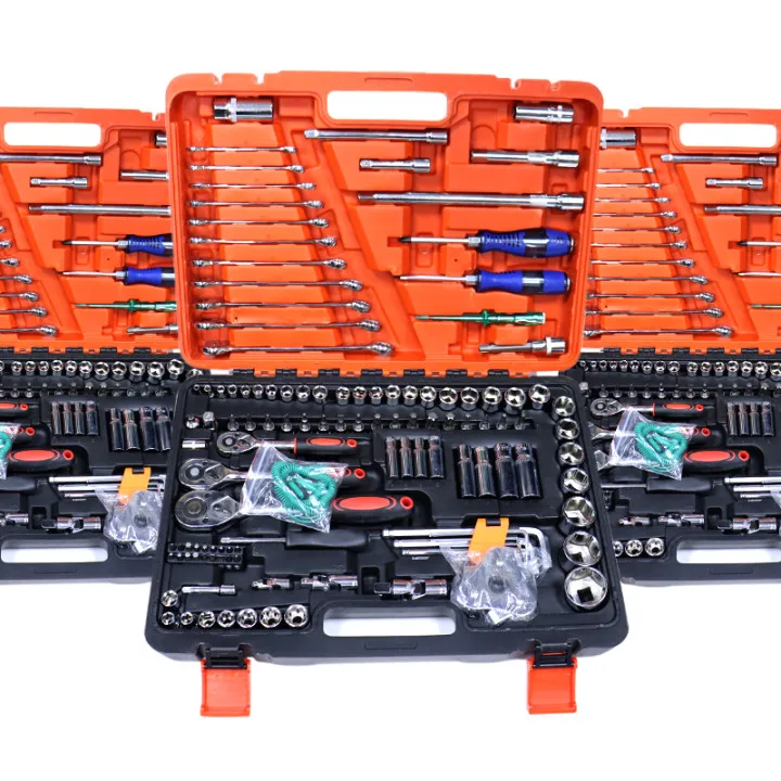 Custom 121pcs Drive Socket Ratchet Wrench Set Metric Bit Socket Extension Bar Hand Tools Case Pack Auto Repair Garden Use
